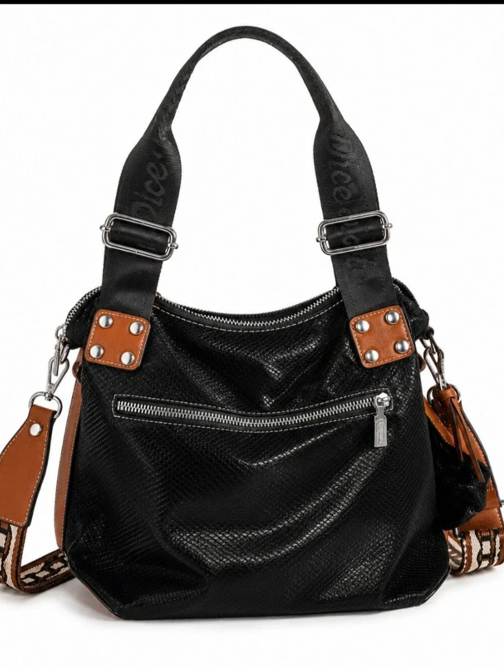Women’s Black and Brown Accent Satchel Bag